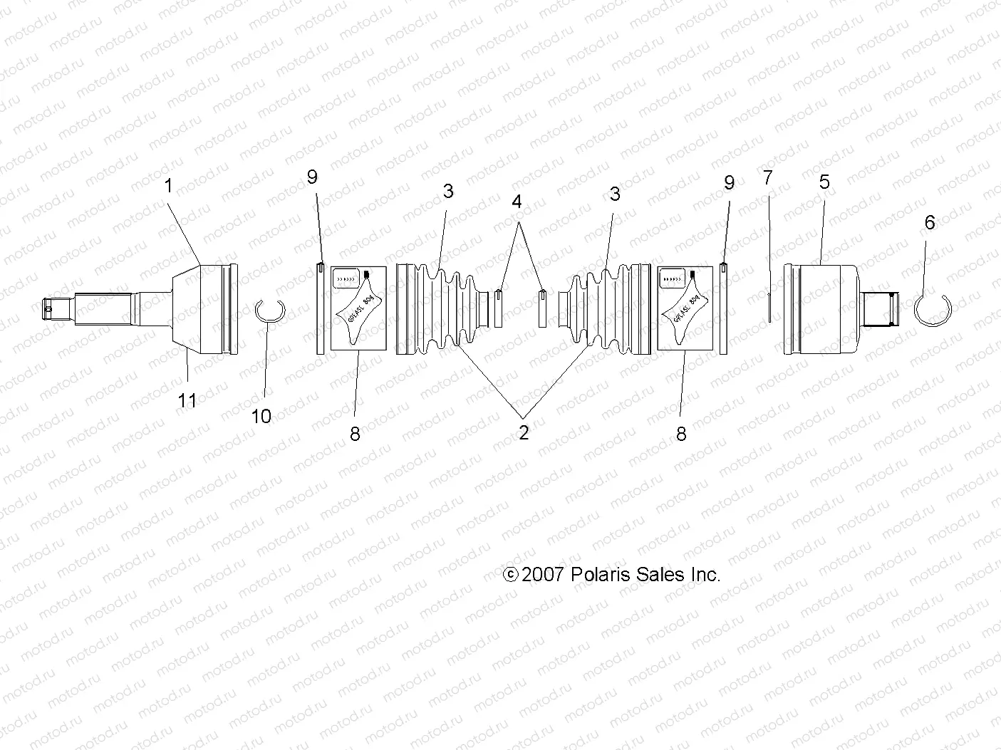 DRIVE TRAIN | DRIVE TRAIN, REAR DRIVE SHAFT (BUILT 7/01/07 and BEFORE) - A08MH50AX/AZ (49ATVSHAFTDRIVERR08SP500)