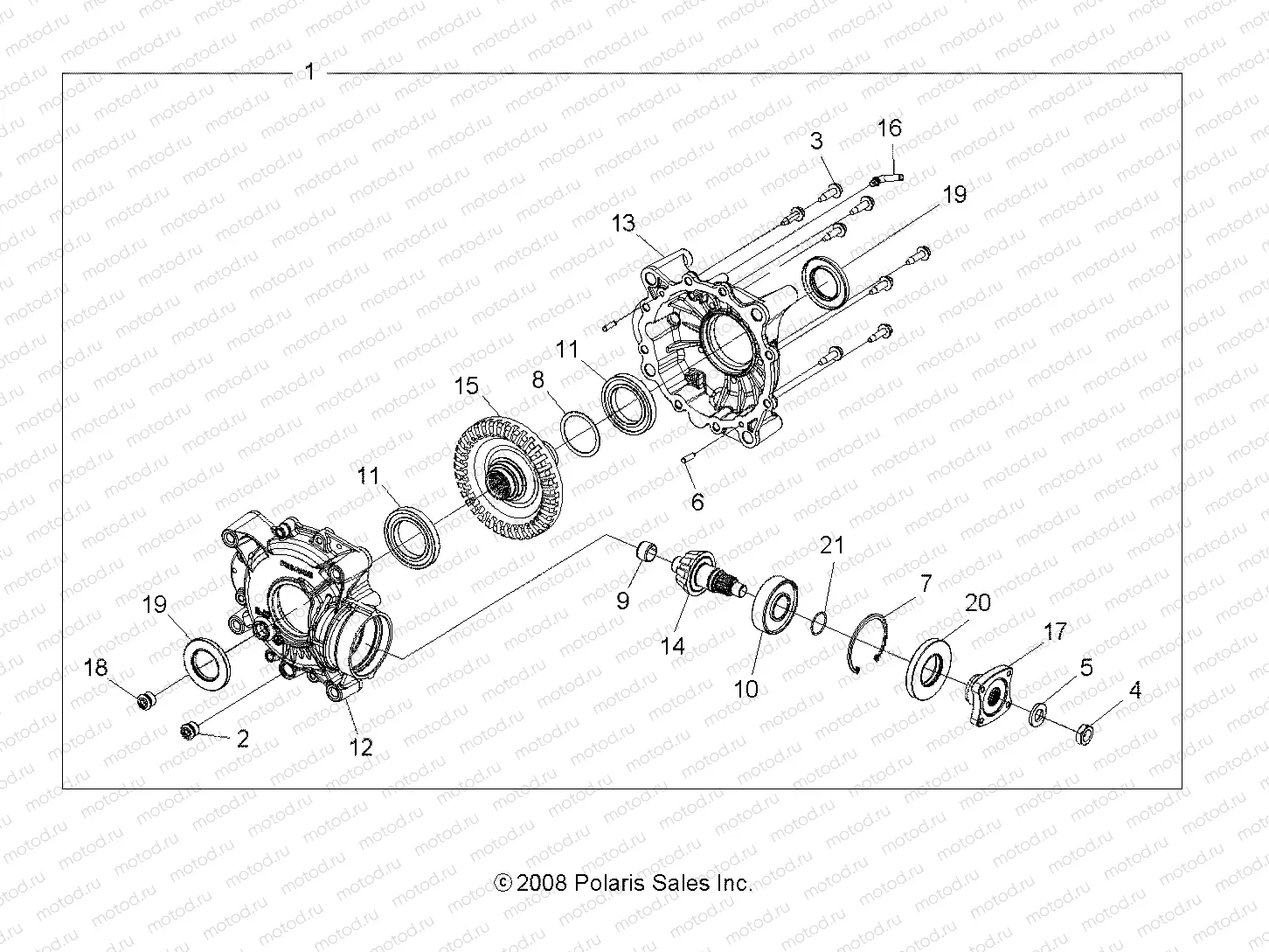 DRIVE TRAIN | DRIVE TRAIN, REAR GEARCASE INTERNALS (Built 12/01/08 and Before) - A09ZX55AL/AQ/AS/AX (49ATVTRANSINTL09SPXP550)