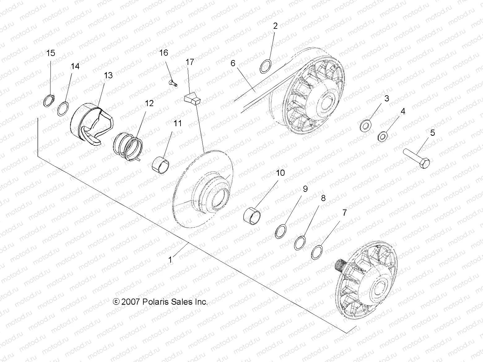DRIVE TRAIN | DRIVE TRAIN, SECONDARY CLUTCH - A08BG50FA (49ATVCLUTCHDRIVEN08SCRAM)