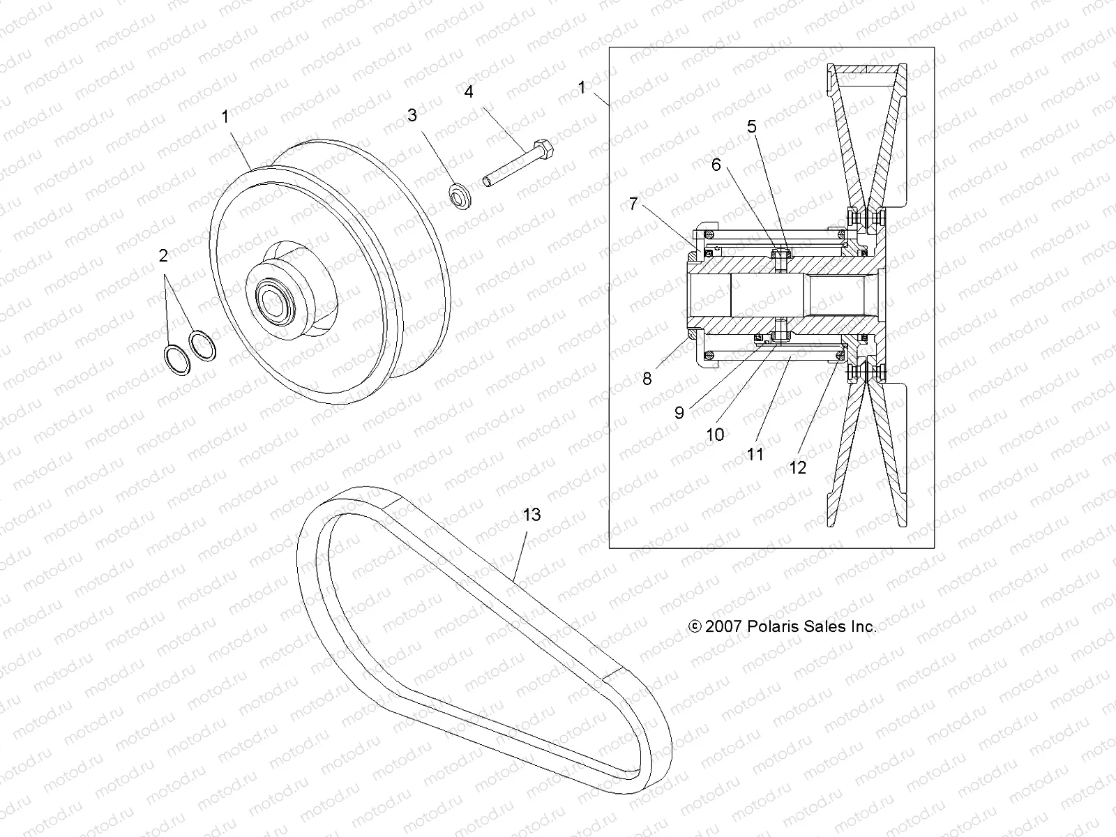 DRIVE TRAIN | DRIVE TRAIN, SECONDARY CLUTCH - A08LH46AQ/AX/AZ (49ATVCLUTCHDRIVEN08SP300)