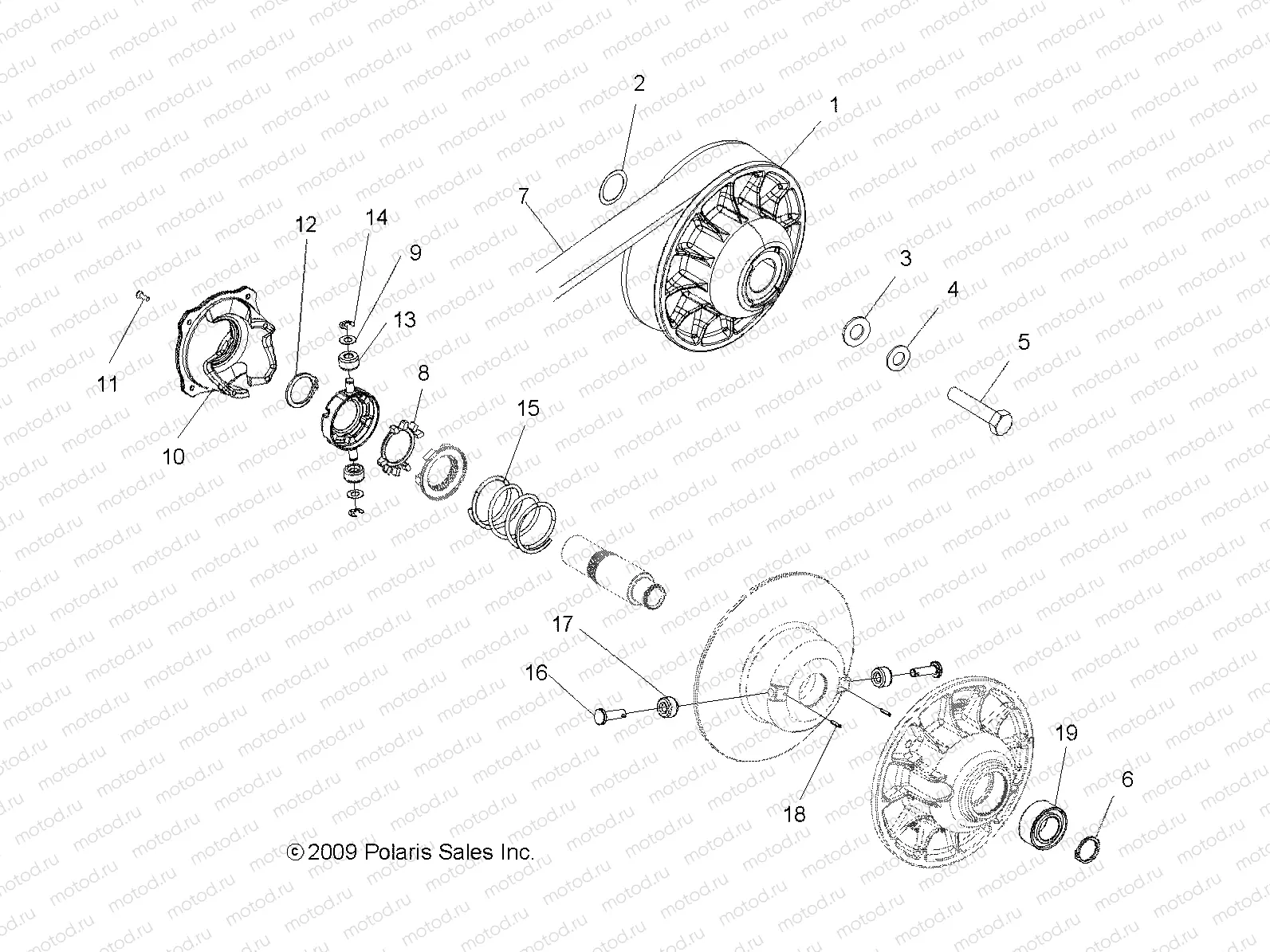 DRIVE TRAIN | DRIVE TRAIN, SECONDARY CLUTCH - A09MH50AS (49ATVCLUTCHDRIVEN09SP500)