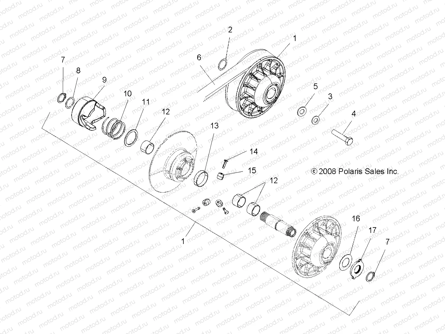 DRIVE TRAIN | DRIVE TRAIN, SECONDARY CLUTCH - A09MN50ET (49ATVCLUTCHDRIVEN09SP500TR)