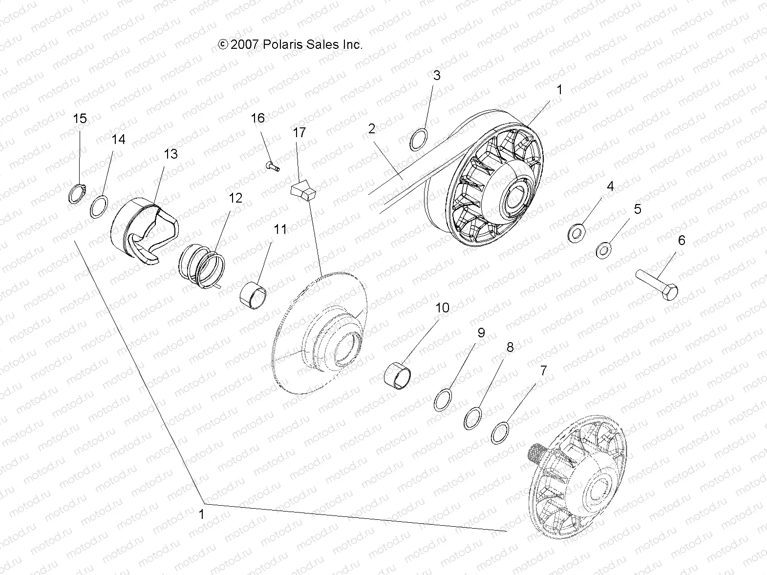 DRIVE TRAIN | DRIVE TRAIN, SECONDARY CLUTCH - A10MH50AJ/AX/AZ (49ATVCLUTCHDRIVEN08SP500)