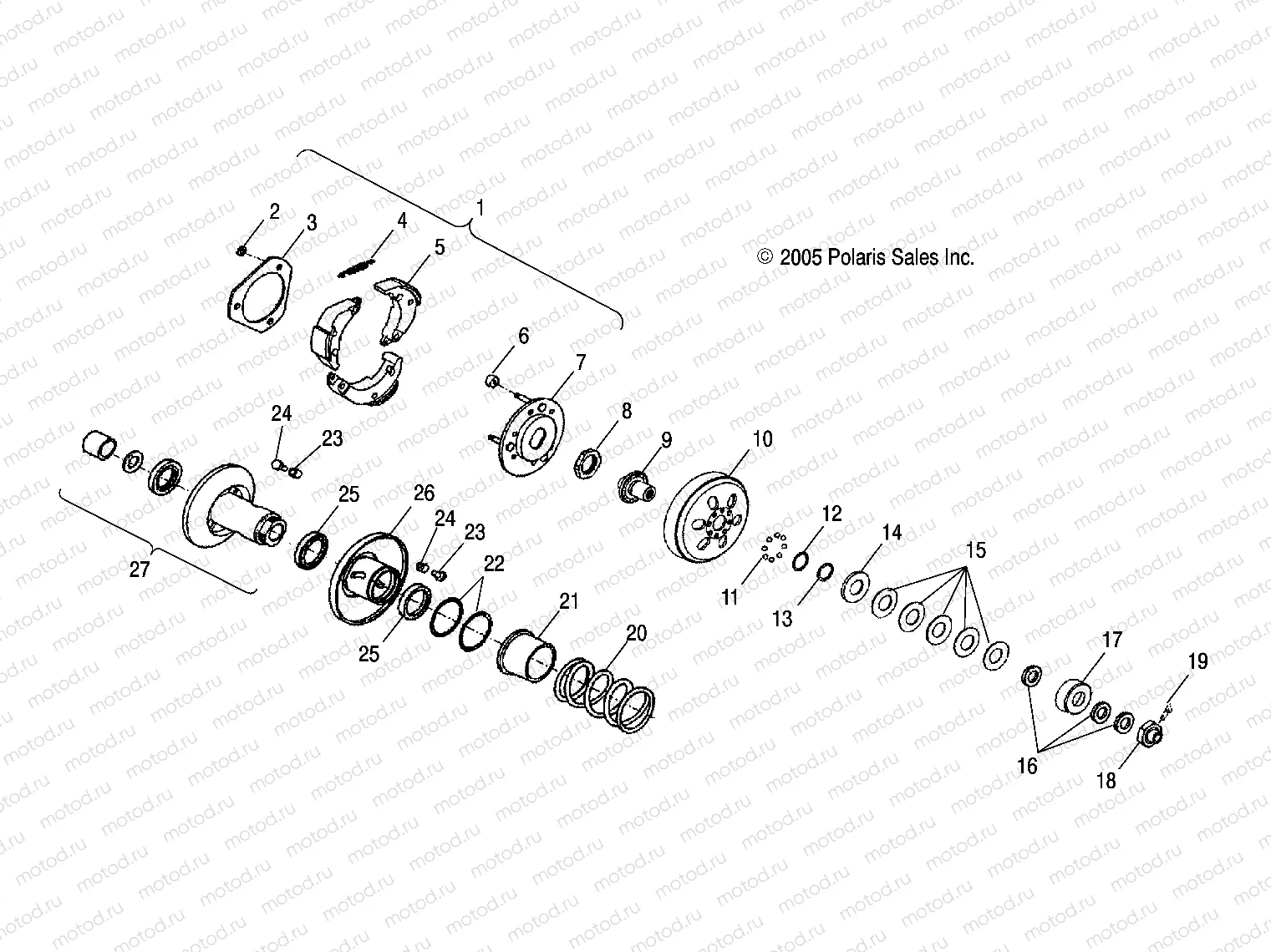 DRIVE TRAIN | DRIVE TRAIN, SECONDARY CLUTCH - A10PB20AB/AD (49ATVCLUTCHDRIVEN08PHX)
