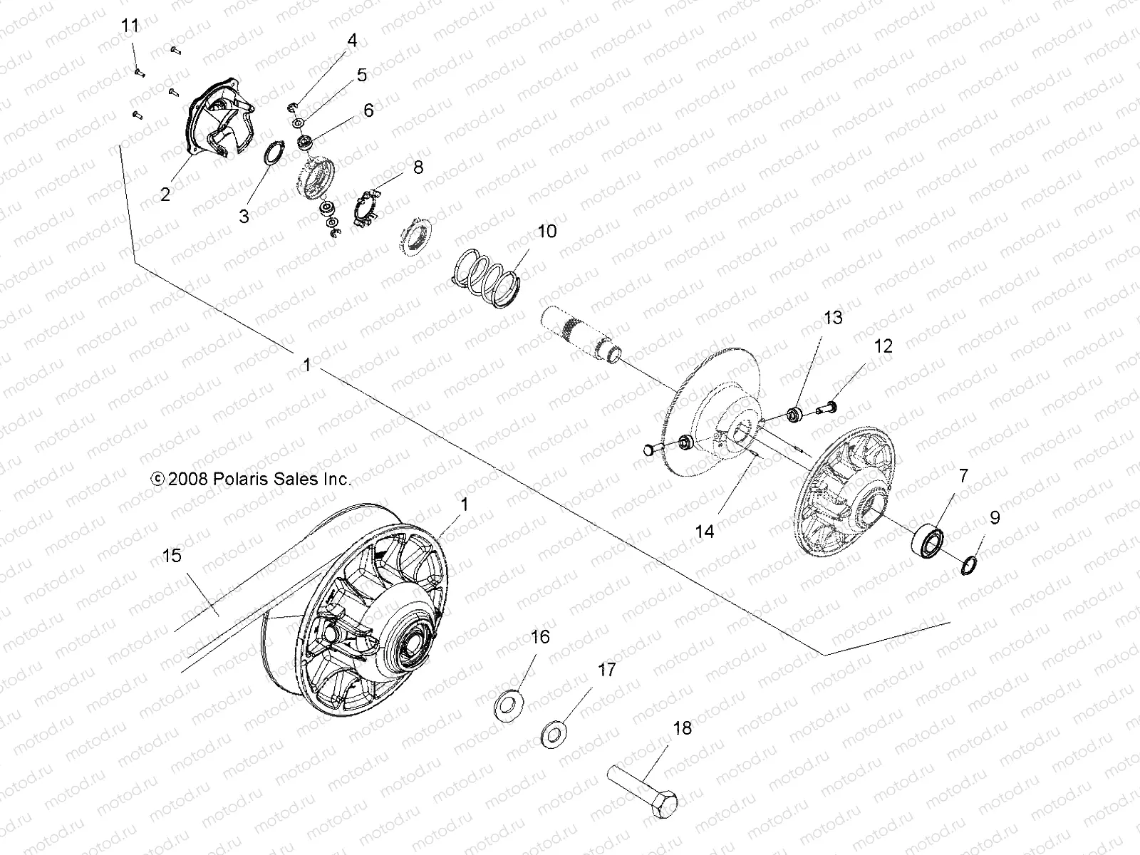 DRIVE TRAIN | DRIVE TRAIN, SECONDARY CLUTCH - A10ZX85FL/FF (49ATVCLUTCHDRIVEN09SPXP850)