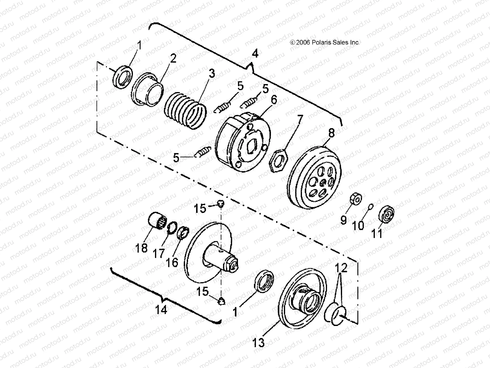 DRIVE TRAIN | DRIVE TRAIN, SECONDARY CLUTCH - A11KA09AB/AD (49ATVSECONDARY07OTLW90)