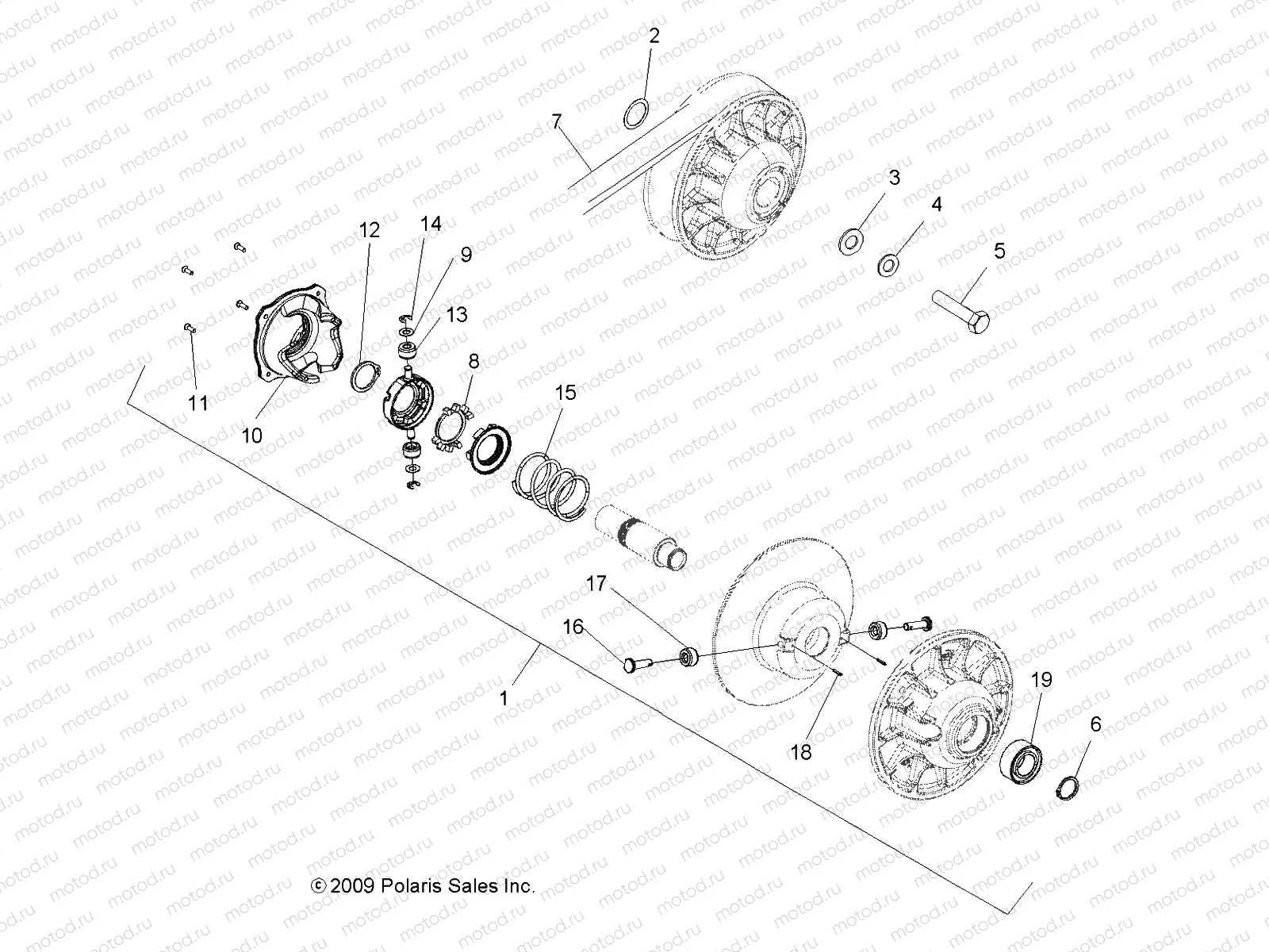 DRIVE TRAIN | DRIVE TRAIN, SECONDARY CLUTCH - A13MH50AQ (49ATVCLUTCHDRIVEN08SPX25)