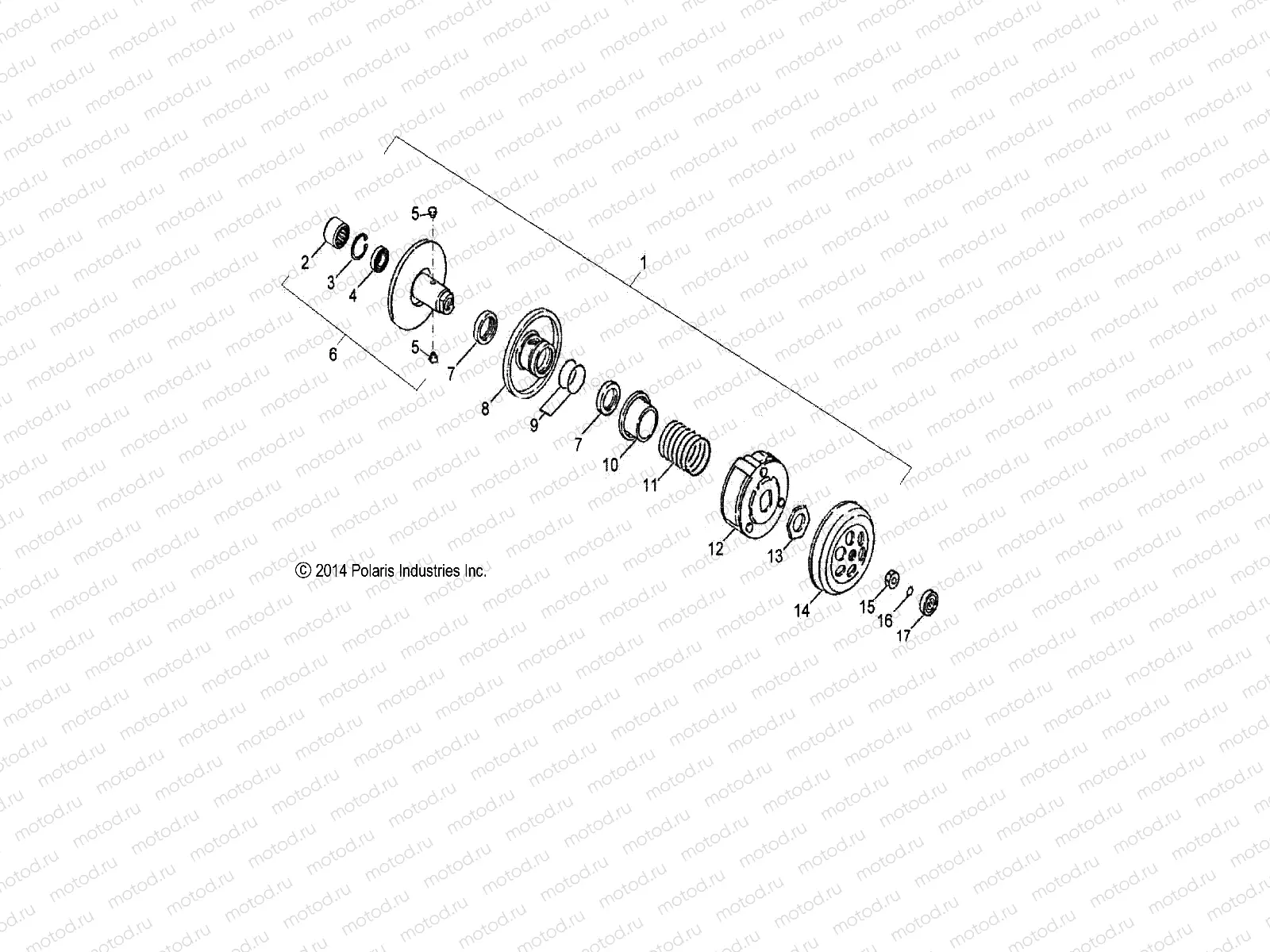 DRIVE TRAIN | DRIVE TRAIN, SECONDARY CLUTCH - A14KA05AD/AF (49ATVSECONDARY07OTLW90)