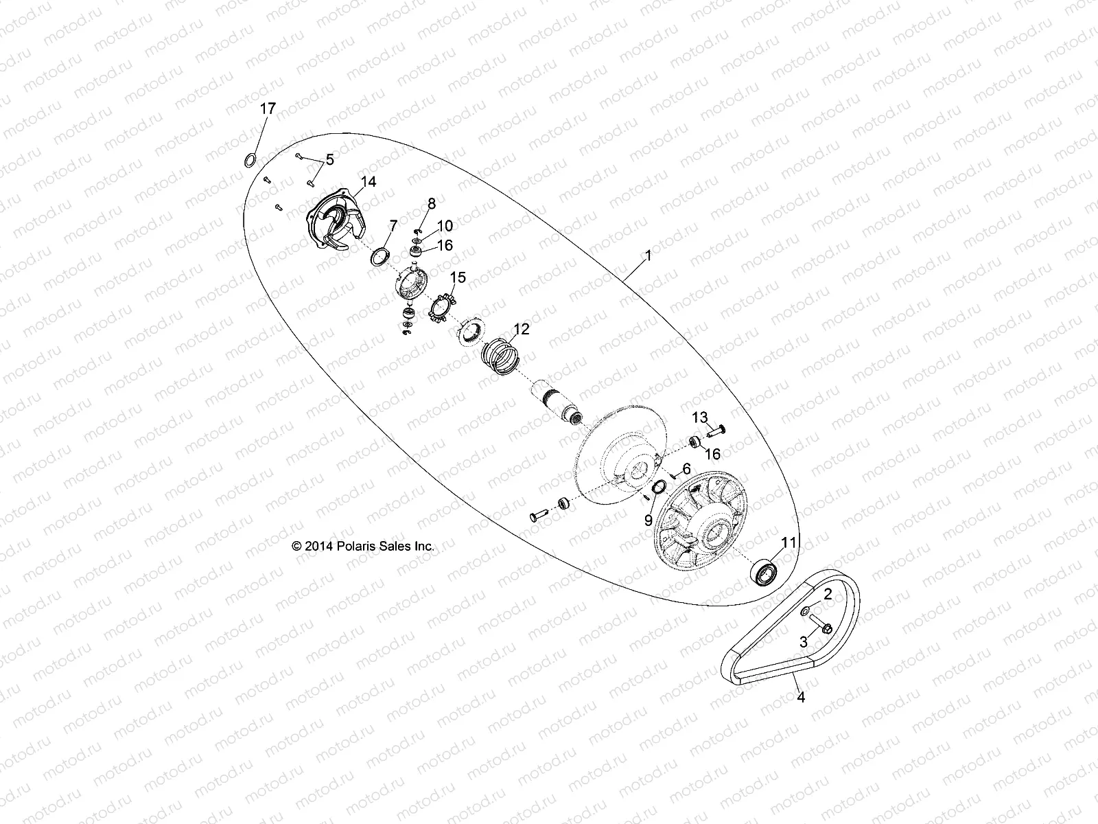 DRIVE TRAIN | DRIVE TRAIN, SECONDARY CLUTCH - A15DAE57AK (49ATVCLUTCHDRIVEN1323286)