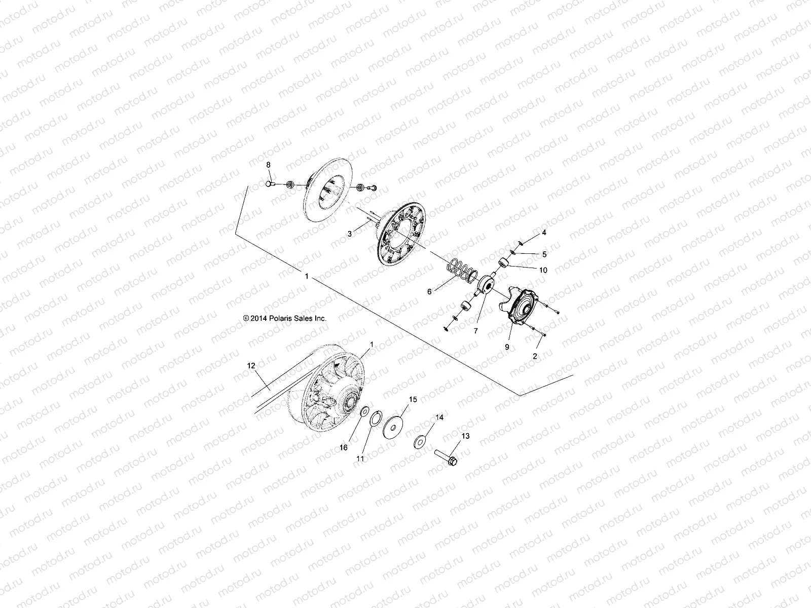 DRIVE TRAIN | DRIVE TRAIN, SECONDARY CLUTCH - A16SVA85A2 (49ATVCLUTCHDRIVEN1323223)