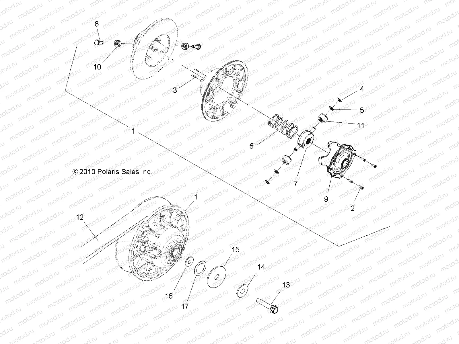 DRIVE TRAIN | DRIVE TRAIN, SECONDARY CLUTCH - A16SXT95C2 (49ATVCLUTCHDRIVEN11SPTRG550)