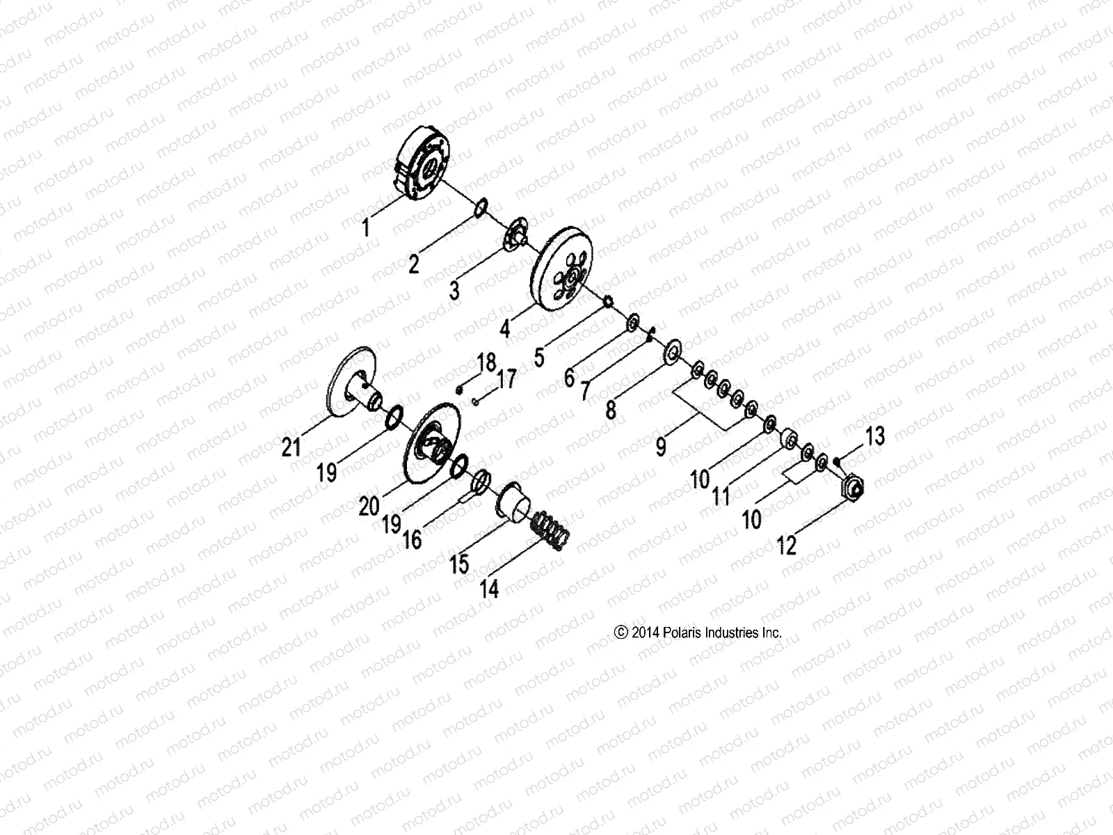 DRIVE TRAIN | DRIVE TRAIN, SECONDARY CLUTCH - A21YAP20A4/N4/CA4 (49ATVCLUTCHDRIVEN08PHX)