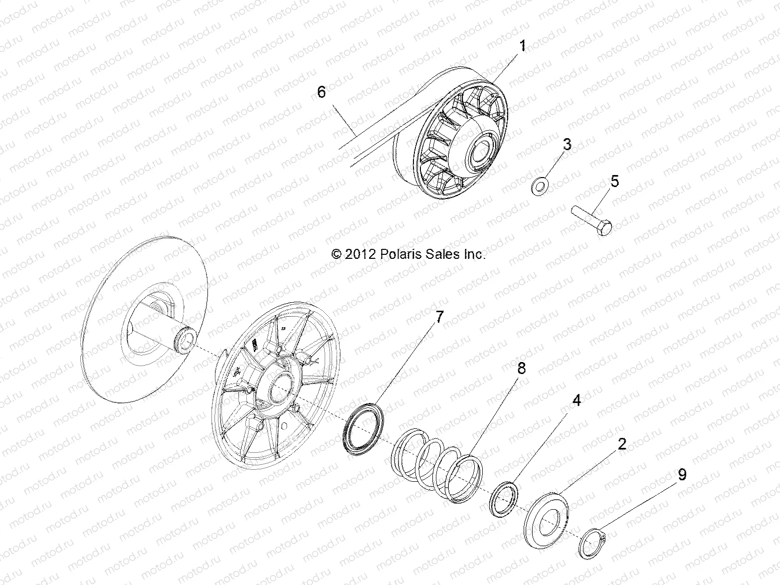 DRIVE TRAIN | DRIVE TRAIN, SECONDARY CLUTCH - R12VH57FX (49RGRCLUTCHDVN12RZR570)