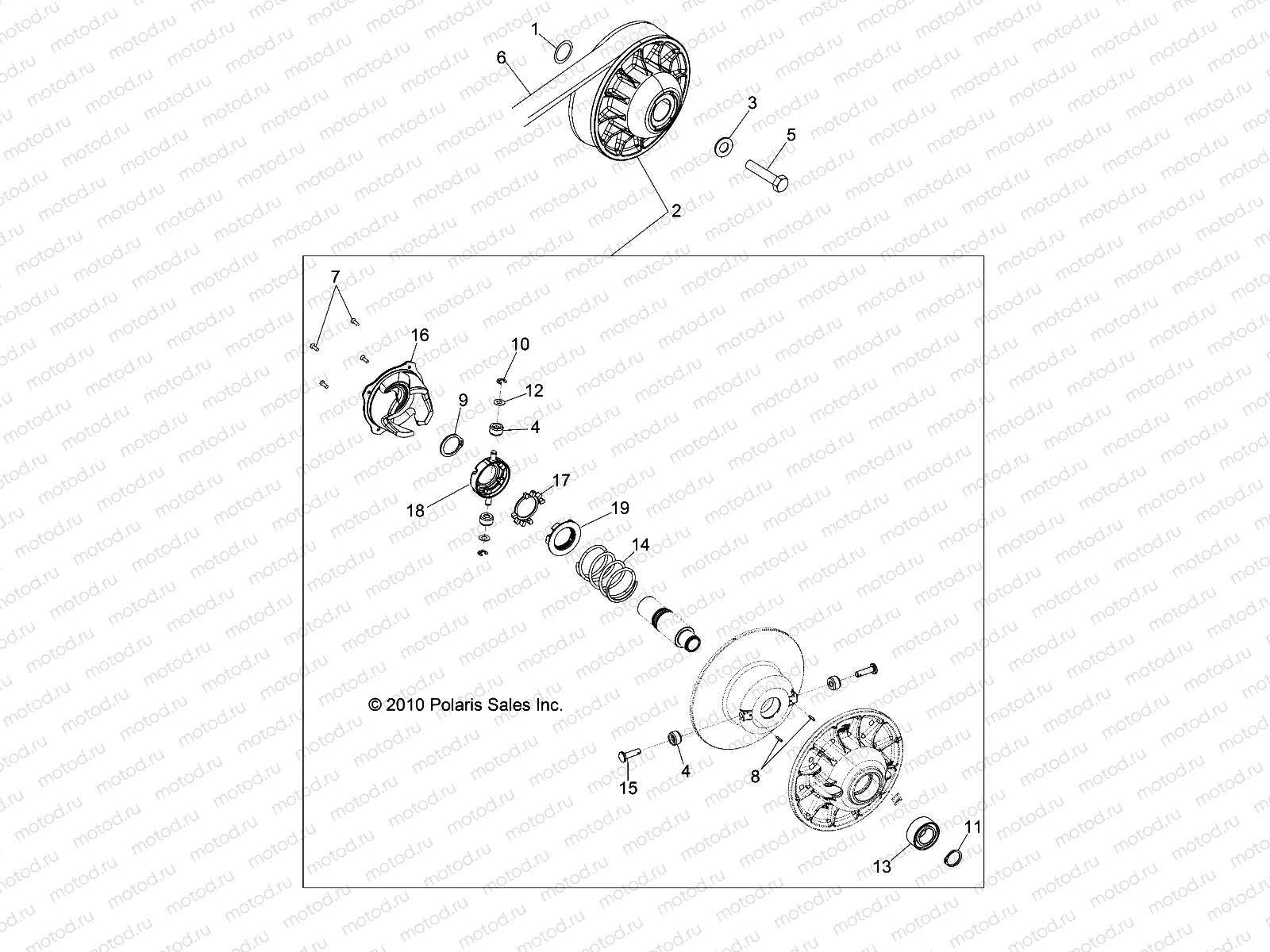 DRIVE TRAIN | DRIVE TRAIN, SECONDARY CLUTCH - R13JT9EFX (49RGRCLUTCHDVN11RZR875)
