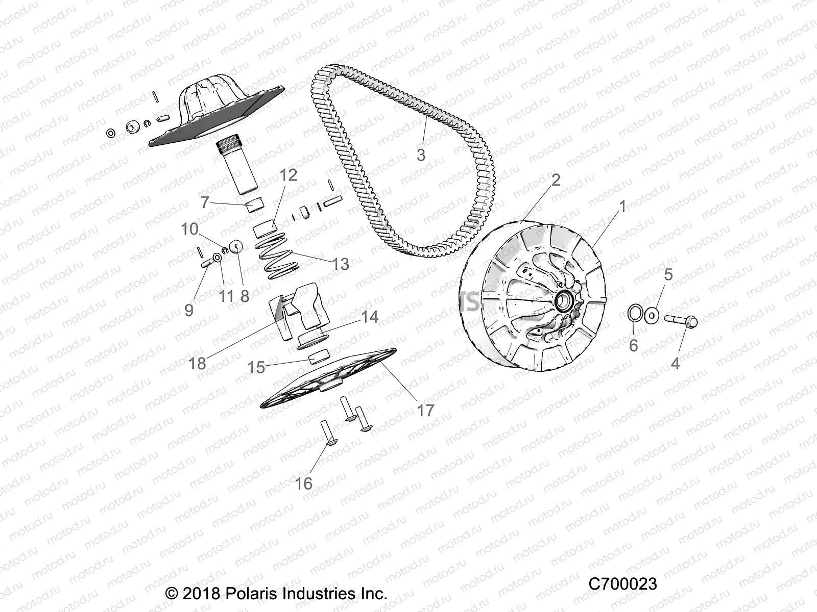 DRIVE TRAIN | DRIVE TRAIN, SECONDARY CLUTCH - R18RRU99AS/BS (C700023)