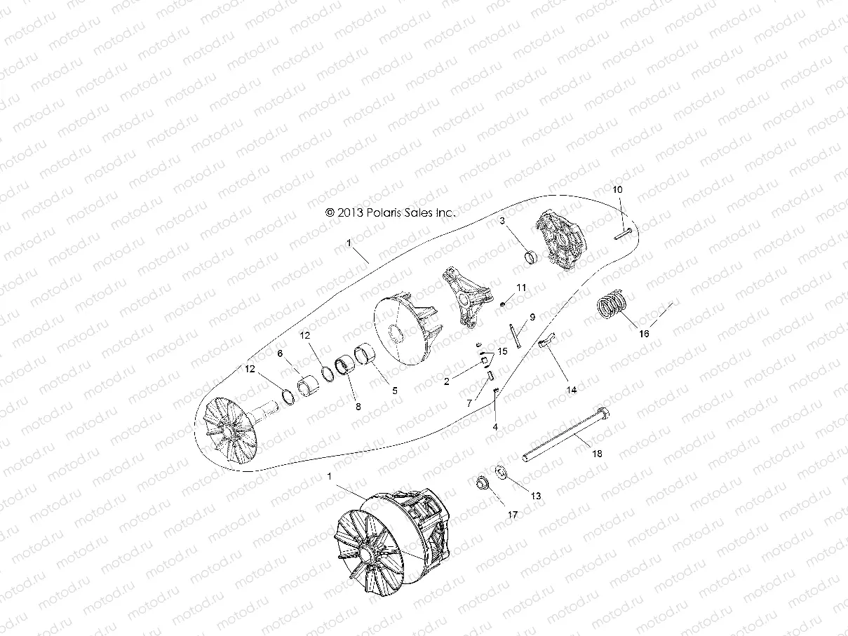 DRIVE TRAIN | DRIVE TRAIN, SECONDARY CLUTCH - R21CDA57A1 (49RGRCLUTCHDVN14CREW)
