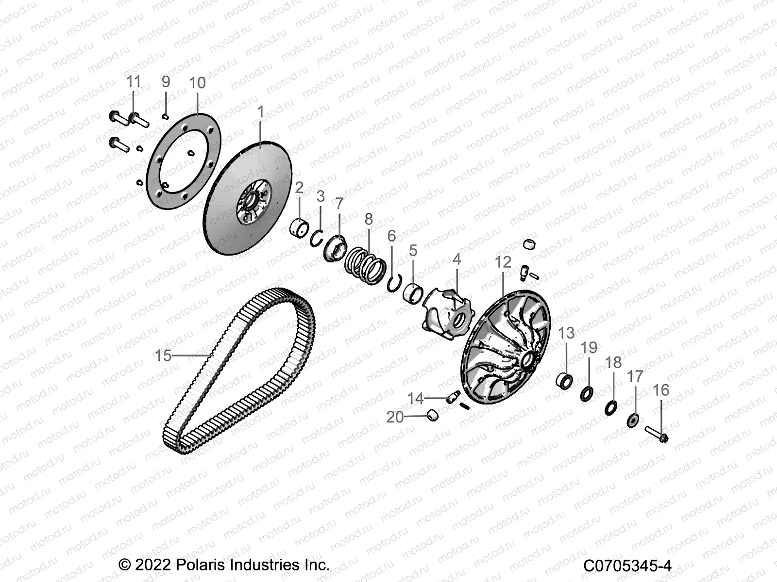 DRIVE TRAIN | DRIVE TRAIN, SECONDARY CLUTCH - R22RRS99C9/CK/CM/F9/FM/EF9/EFM (C0705345-4)