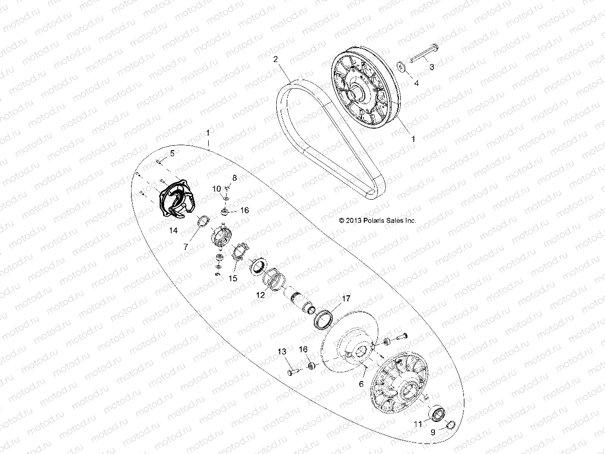 DRIVE TRAIN | DRIVE TRAIN, SECONDARY CLUTCH - Z14ST1EFX (49RGRCLUTCHDVN14RZR1000)
