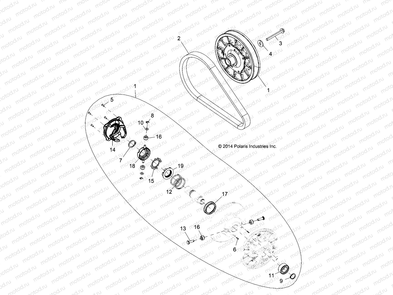 DRIVE TRAIN | DRIVE TRAIN, SECONDARY CLUTCH - Z15VFE99AT/AV/AP (49RGRCLUTCHDVN14RZR1000)