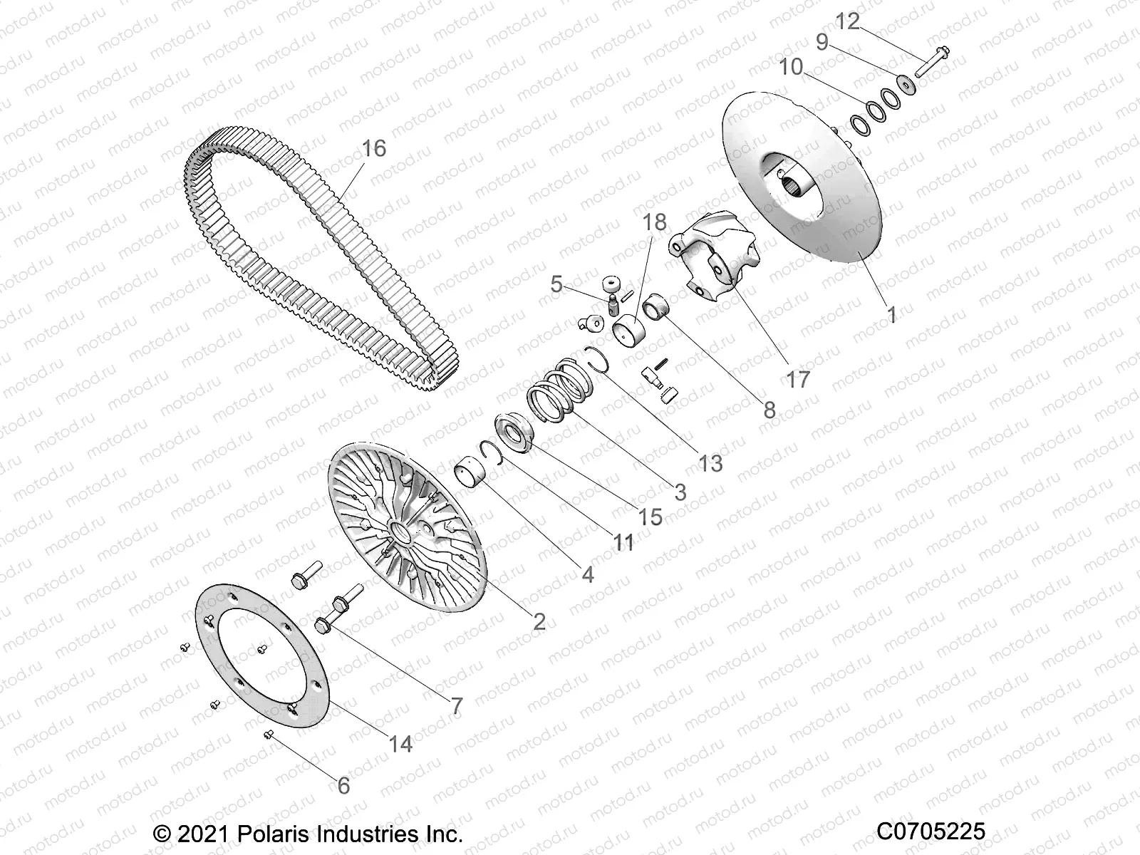 DRIVE TRAIN | DRIVE TRAIN, SECONDARY CLUTCH - Z21PAE92AE/AN/BE/BN/L92AL/AT/BL/BT (C0705225)