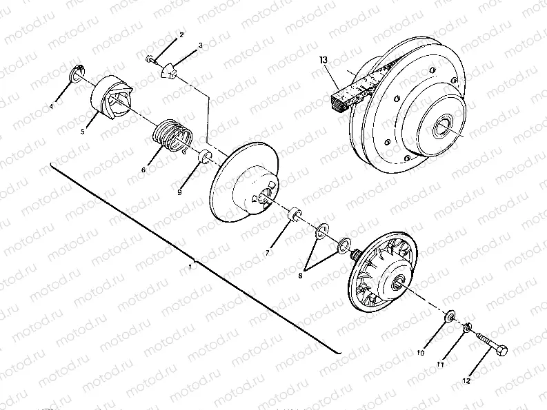 DRIVEN CLUTCH ASSEMBLY  250 2X4 - Update (4919781978024A) | DRIVEN CLUTCH ASSEMBLY  250 2X4 - Update (4919781978024A)