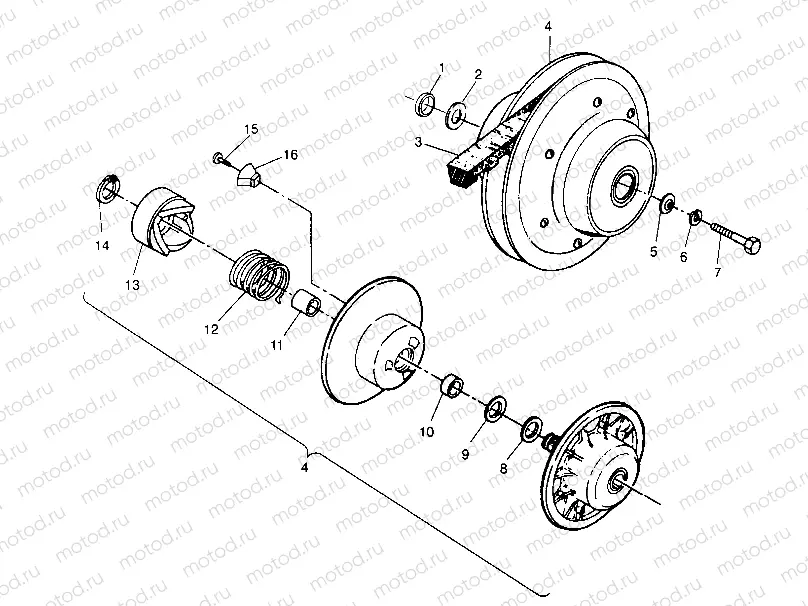 DRIVEN CLUTCH ASSEMBLY 2x4 300 W947530 (4926742674B011) | DRIVEN CLUTCH ASSEMBLY 2x4 300 W947530 (4926742674B011)