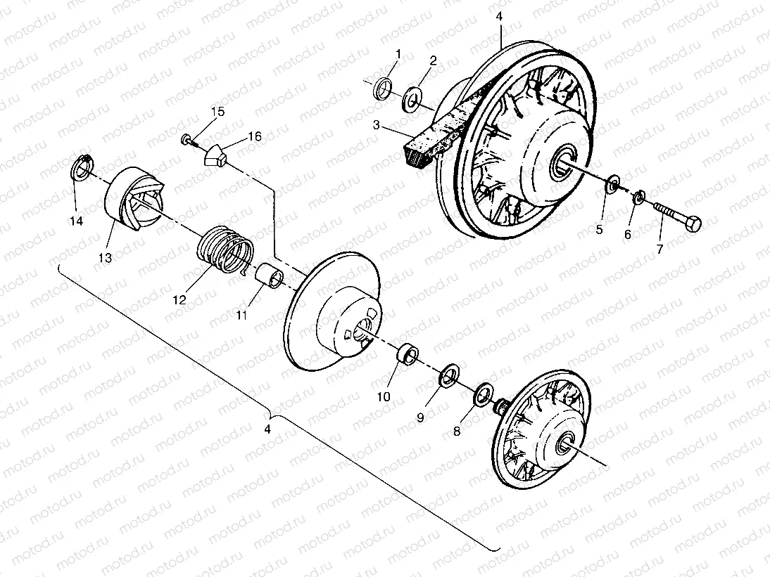 DRIVEN CLUTCH ASSEMBLY  2X4 300 W957530 (4930053005B012) | DRIVEN CLUTCH ASSEMBLY  2X4 300 W957530 (4930053005B012)