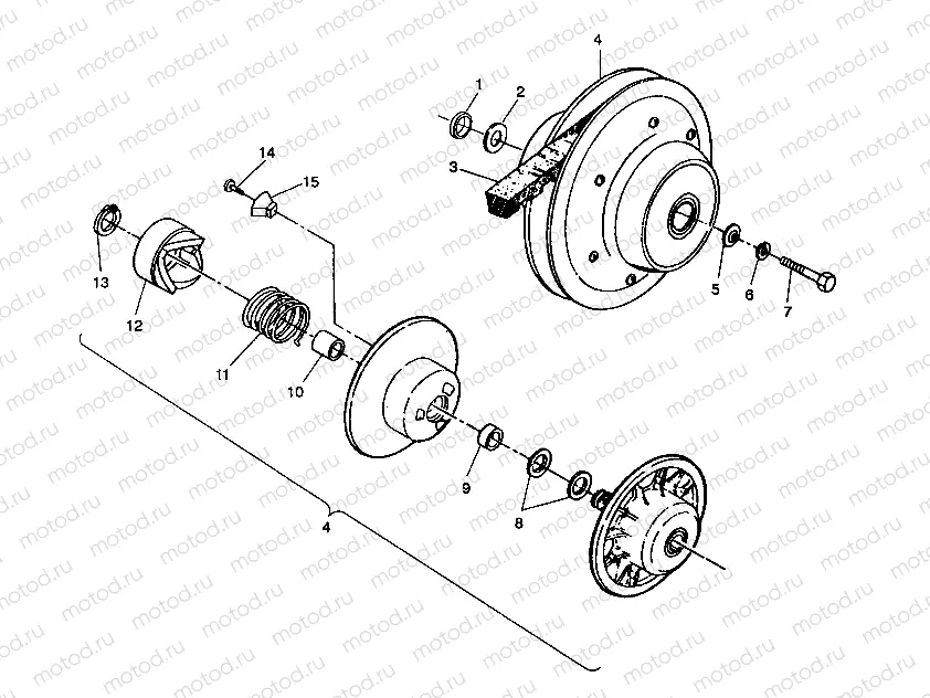 DRIVEN CLUTCH ASSEMBLY 2X4 350L W937539 (4924032403021A) | DRIVEN CLUTCH ASSEMBLY 2X4 350L W937539 (4924032403021A)