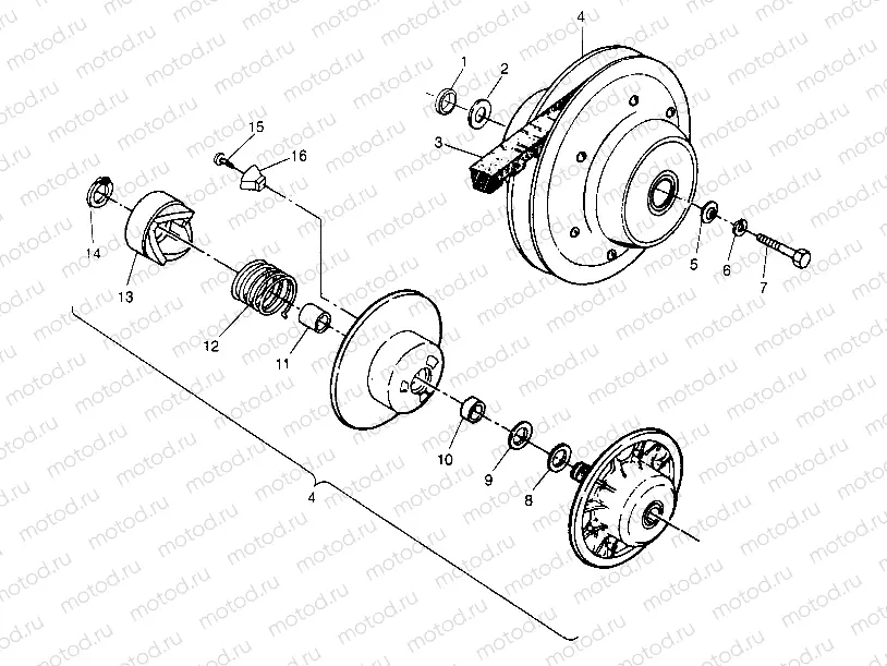 DRIVEN CLUTCH ASSEMBLY 2x4 400L W947540 (4926752675B011) | DRIVEN CLUTCH ASSEMBLY 2x4 400L W947540 (4926752675B011)