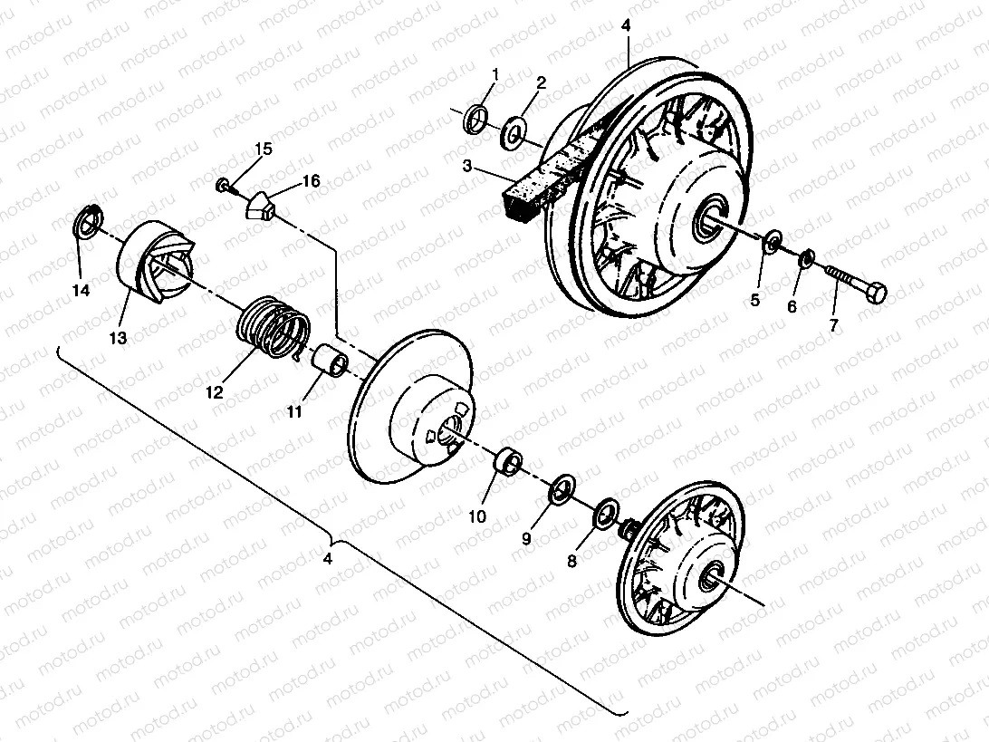 DRIVEN CLUTCH ASSEMBLY  2x4 400L W957540 (4930093009B011) | DRIVEN CLUTCH ASSEMBLY  2x4 400L W957540 (4930093009B011)