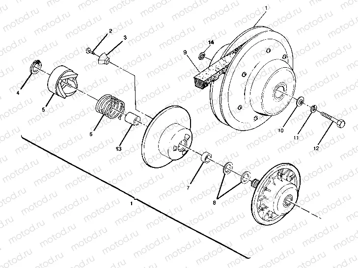 DRIVEN CLUTCH ASSEMBLY 350 2X4 / W927539 (4922882288024A) | DRIVEN CLUTCH ASSEMBLY 350 2X4 / W927539 (4922882288024A)