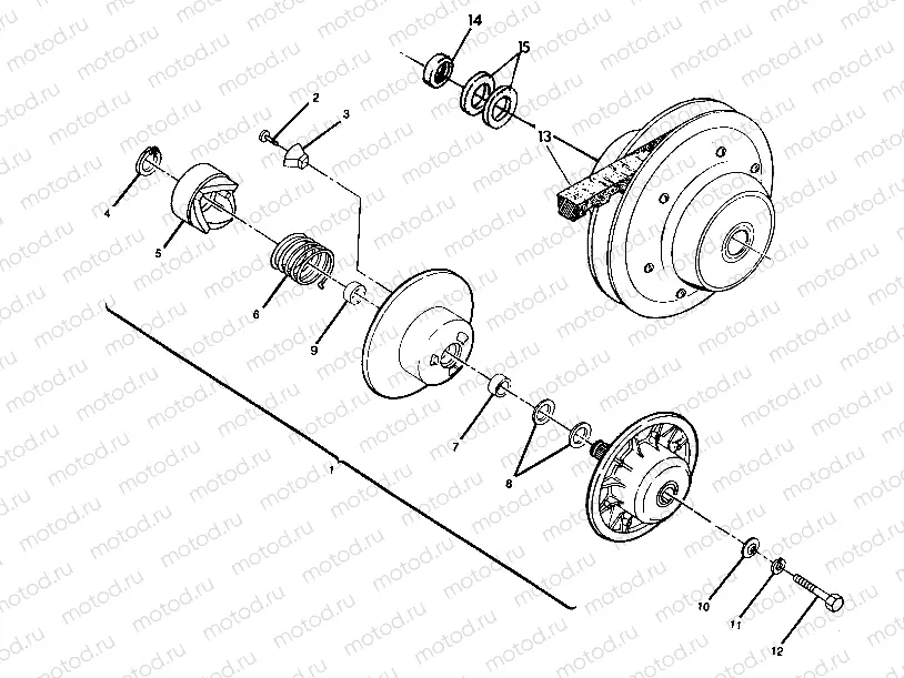 DRIVEN CLUTCH ASSEMBLY 350 4X4 - Update (4919831983030A) | DRIVEN CLUTCH ASSEMBLY 350 4X4 - Update (4919831983030A)