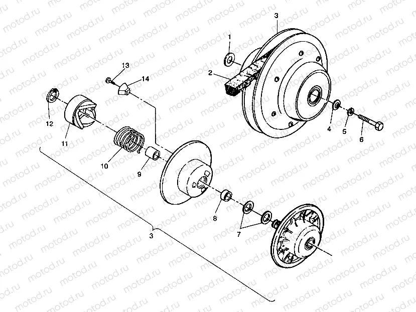 DRIVEN CLUTCH ASSEMBLY 4X4 250 W938127 (4924042404024A) | DRIVEN CLUTCH ASSEMBLY 4X4 250 W938127 (4924042404024A)