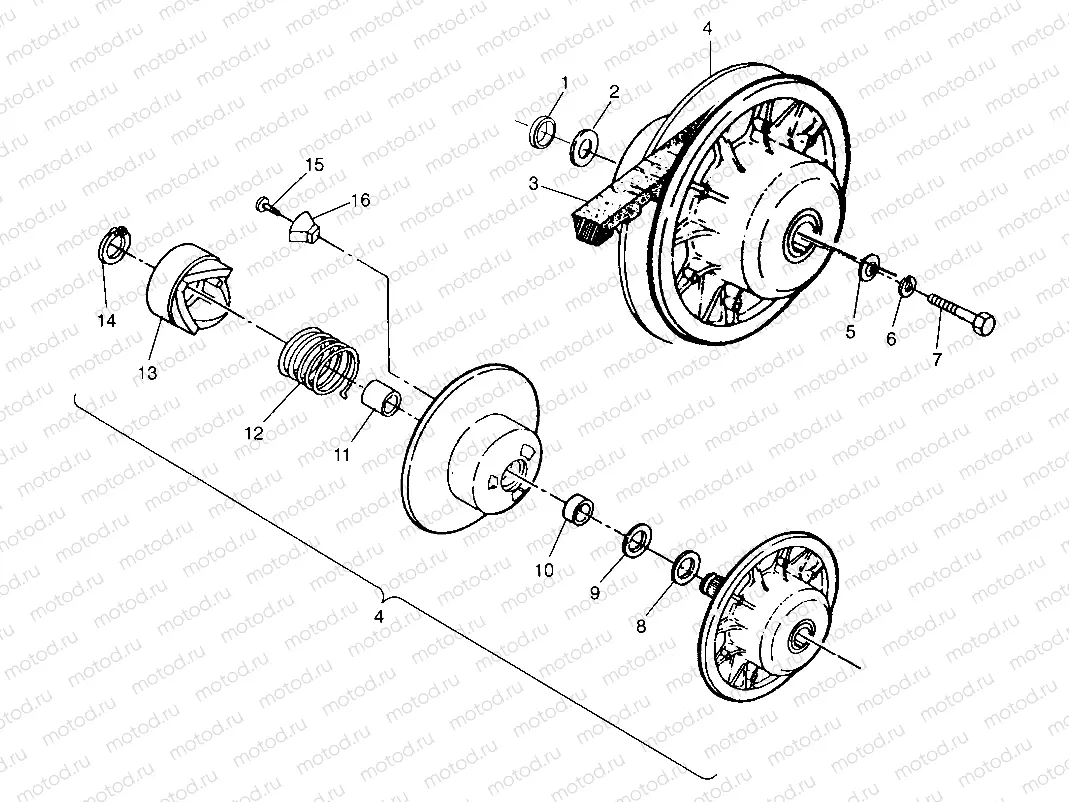 DRIVEN CLUTCH ASSEMBLY 4x4 300 W958130 (4930183018C003) | DRIVEN CLUTCH ASSEMBLY 4x4 300 W958130 (4930183018C003)