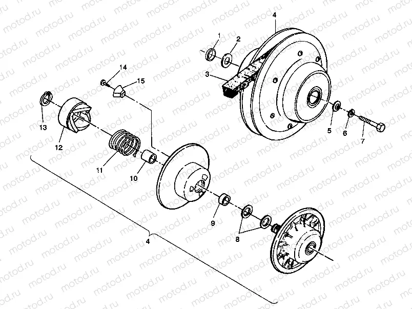 DRIVEN CLUTCH ASSEMBLY 4X4 350L W938139 (4924052405026A) | DRIVEN CLUTCH ASSEMBLY 4X4 350L W938139 (4924052405026A)