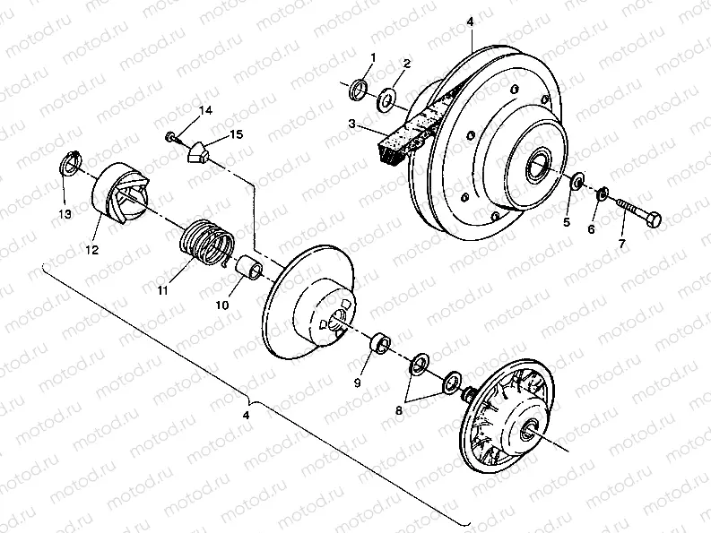 DRIVEN CLUTCH ASSEMBLY 6X6 350L W938739 (4924062406032A) | DRIVEN CLUTCH ASSEMBLY 6X6 350L W938739 (4924062406032A)