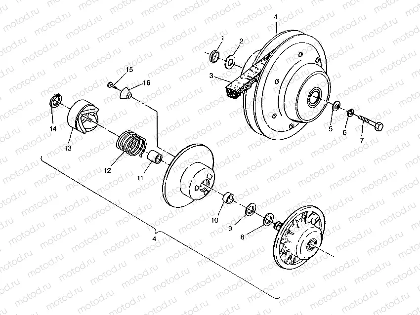 DRIVEN CLUTCH ASSEMBLY 6x6 400L | DRIVEN CLUTCH ASSEMBLY 6x6 400L, SWEDISH S948740 and  NORWEGIAN N948740 (4926812681032A)