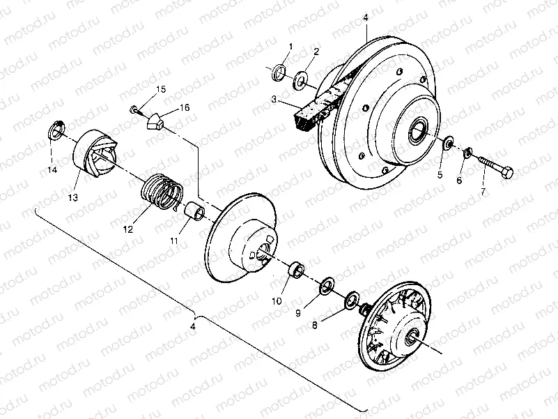 DRIVEN CLUTCH ASSEMBLY 6x6 400L - U.S.  W958740 | DRIVEN CLUTCH ASSEMBLY 6x6 400L - U.S.  W958740, SWEDISH  S958740 and NORWE (4930273027C011)