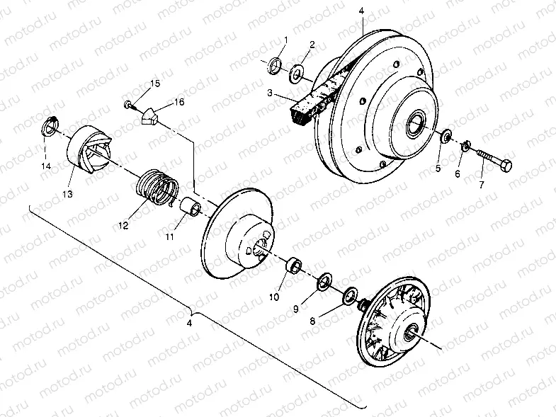 DRIVEN CLUTCH ASSEMBLY 6x6 400L W948740 (4926802680C008) | DRIVEN CLUTCH ASSEMBLY 6x6 400L W948740 (4926802680C008)