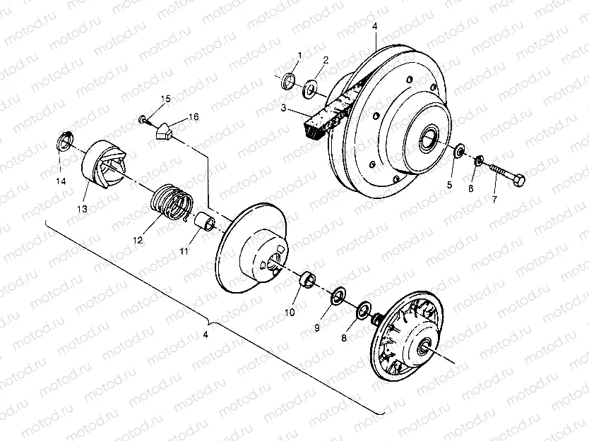 DRIVEN CLUTCH ASSEMBLY Sport 400L W948540 (4927232723B011) | DRIVEN CLUTCH ASSEMBLY Sport 400L W948540 (4927232723B011)