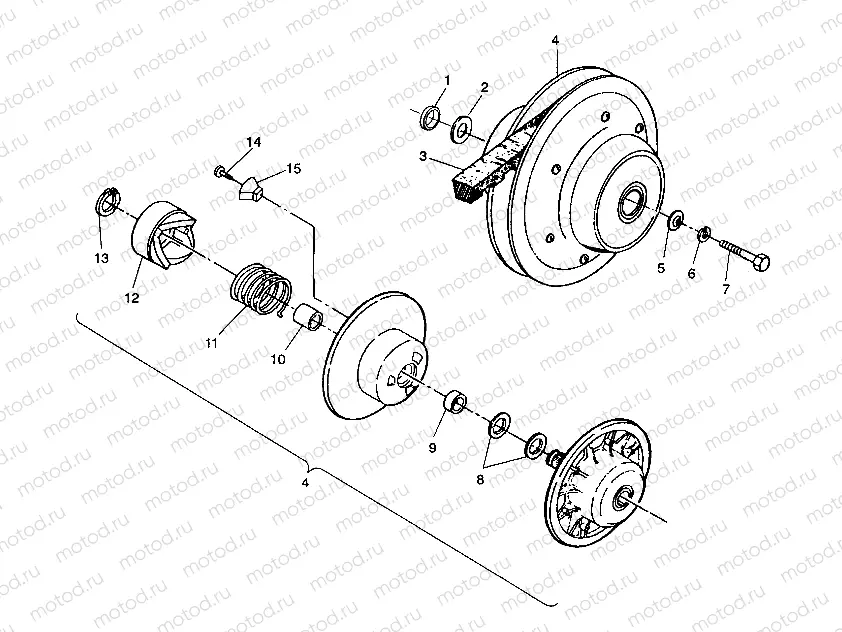 DRIVEN CLUTCH ASSEMBLY Sportsman 4X4 / W938039 (4926382638026A) | DRIVEN CLUTCH ASSEMBLY Sportsman 4X4 / W938039 (4926382638026A)