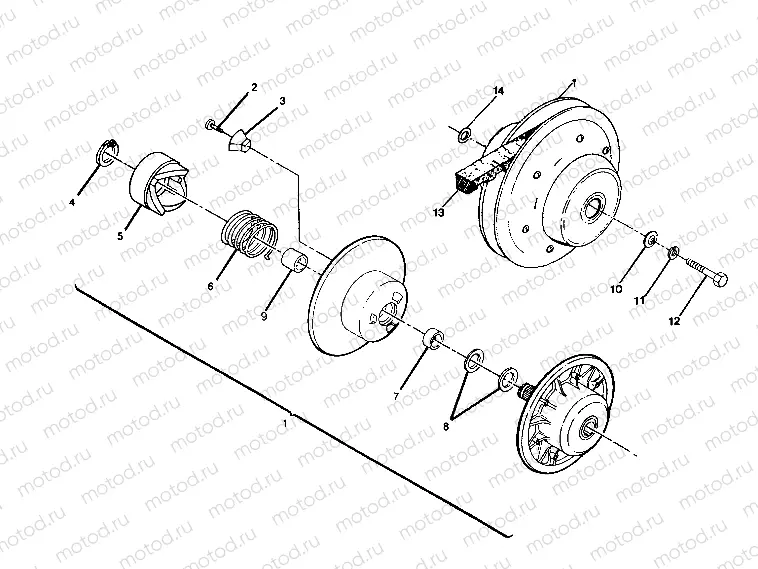 DRIVEN CLUTCH ASSEMBLY Trail Blazer / W927221 (4922852285024A) | DRIVEN CLUTCH ASSEMBLY Trail Blazer / W927221 (4922852285024A)