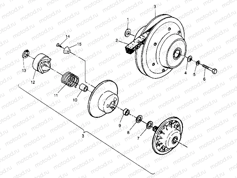 DRIVEN CLUTCH ASSEMBLY Trail Blazer W947221 (4926832683B010) | DRIVEN CLUTCH ASSEMBLY Trail Blazer W947221 (4926832683B010)