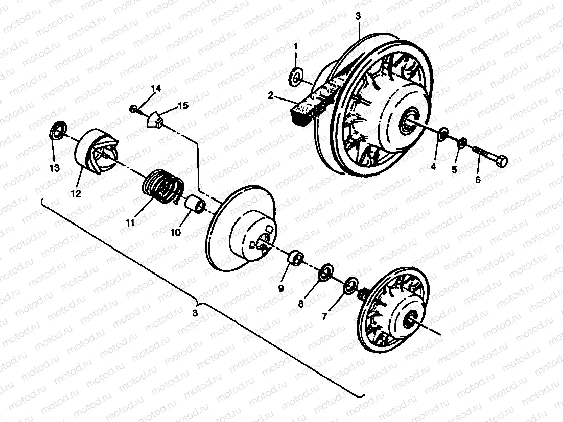 DRIVEN CLUTCH ASSEMBLY Trail Blazer W957221 (4930363036B012) | DRIVEN CLUTCH ASSEMBLY Trail Blazer W957221 (4930363036B012)