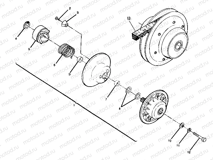DRIVEN CLUTCH ASSEMBLY Trail Boss - Update (4919771977024A) | DRIVEN CLUTCH ASSEMBLY Trail Boss - Update (4919771977024A)