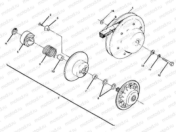 DRIVEN CLUTCH ASSEMBLY Trail Boss / W928527 (4922892289024A) | DRIVEN CLUTCH ASSEMBLY Trail Boss / W928527 (4922892289024A)