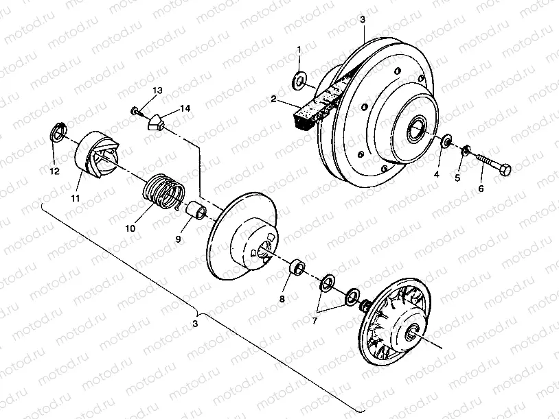 DRIVEN CLUTCH ASSEMBLY Trail Boss W938527 (4924072407020A) | DRIVEN CLUTCH ASSEMBLY Trail Boss W938527 (4924072407020A)