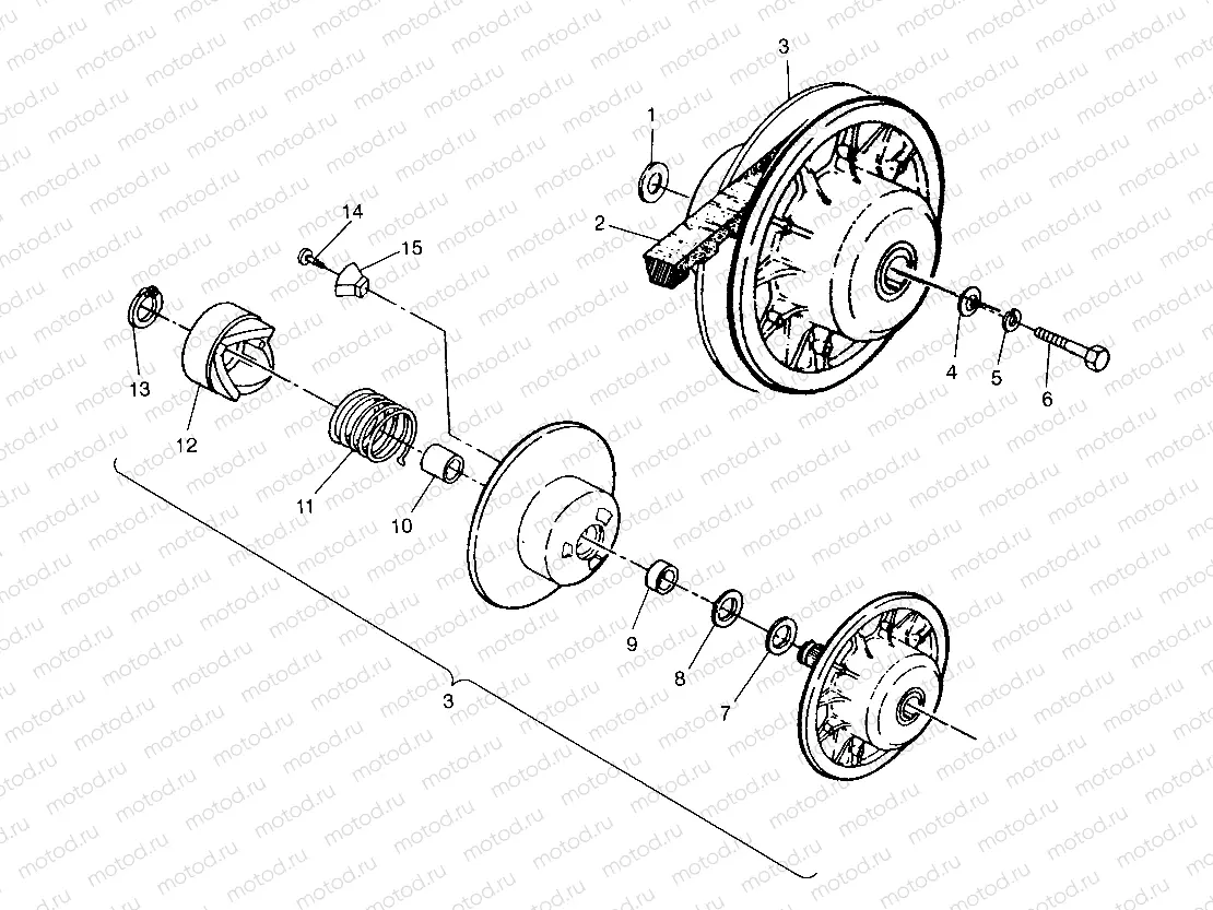 DRIVEN CLUTCH ASSEMBLY  Trail Boss W958527 (4930323032B011) | DRIVEN CLUTCH ASSEMBLY  Trail Boss W958527 (4930323032B011)