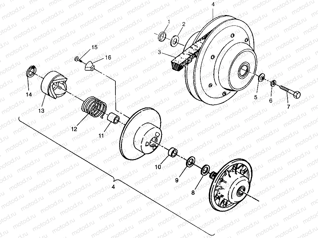 DRIVEN CLUTCH  Magnum 4x4 W968144 and  Swedish Magnum 4x4 S968144 (4936053605C004) | DRIVEN CLUTCH  Magnum 4x4 W968144 and  Swedish Magnum 4x4 S968144 (4936053605C004)