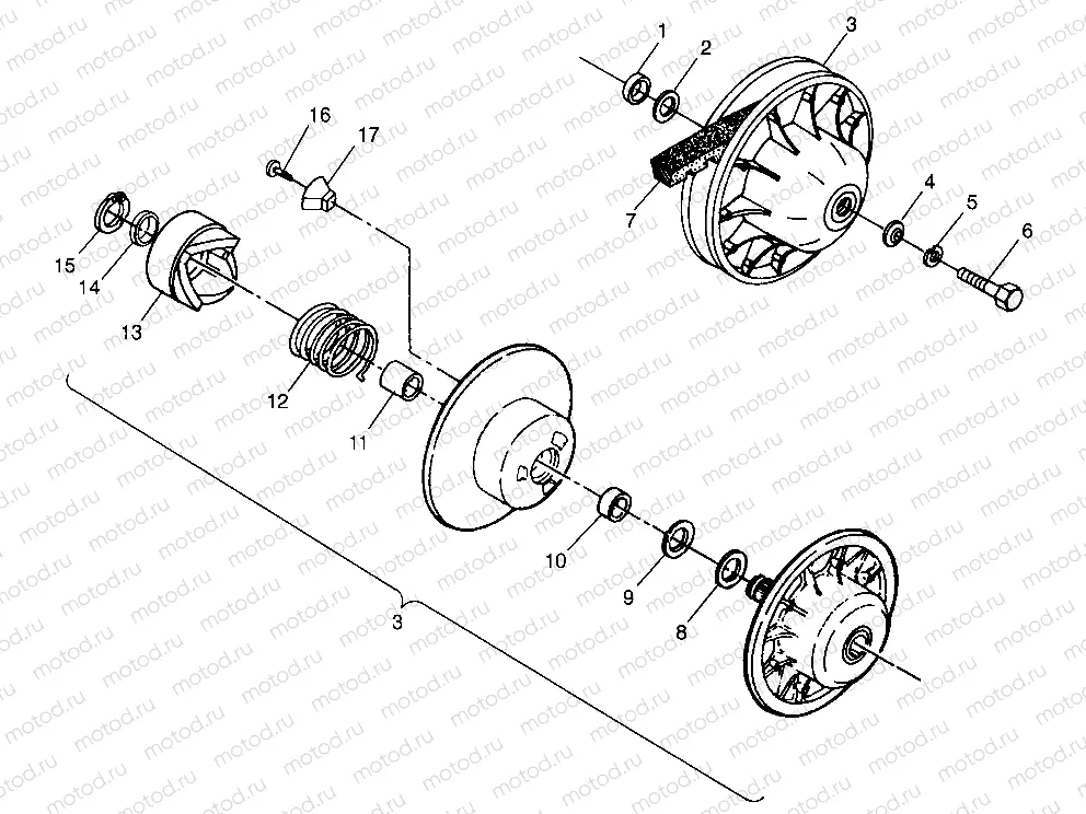 DRIVEN CLUTCH  Scrambler 500 W97BC50A (4943074307C003) | DRIVEN CLUTCH  Scrambler 500 W97BC50A (4943074307C003)